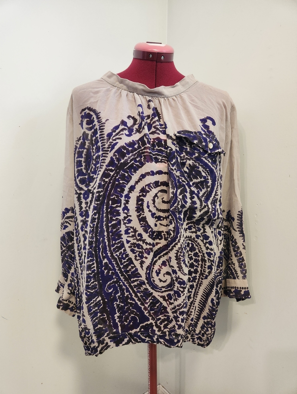 Dries Van Noten Silk Paisley Print Long Sleeved Top